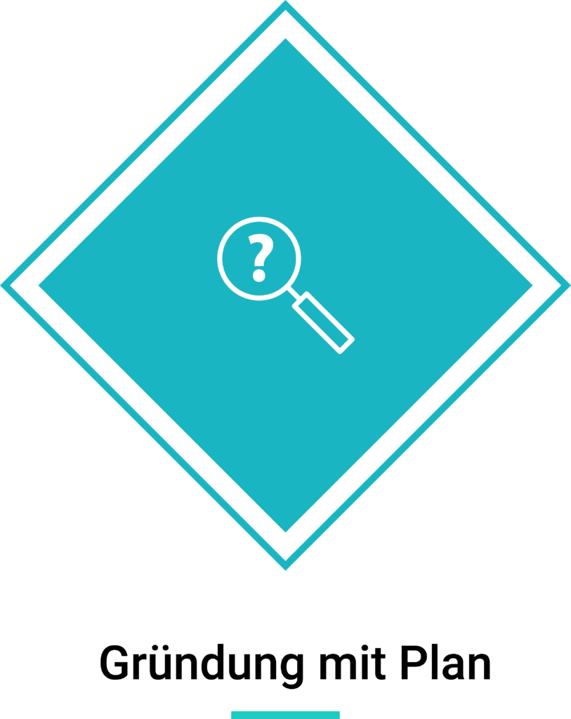Icon mit Untertitel zum Thema Gründung mit Plan.